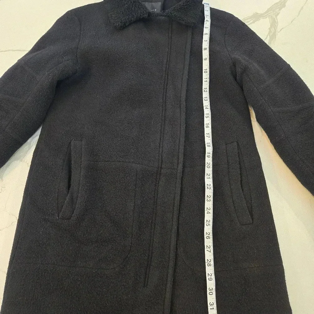 Theory Datyah Wool Shearling Lamb Coat Black Size Medium